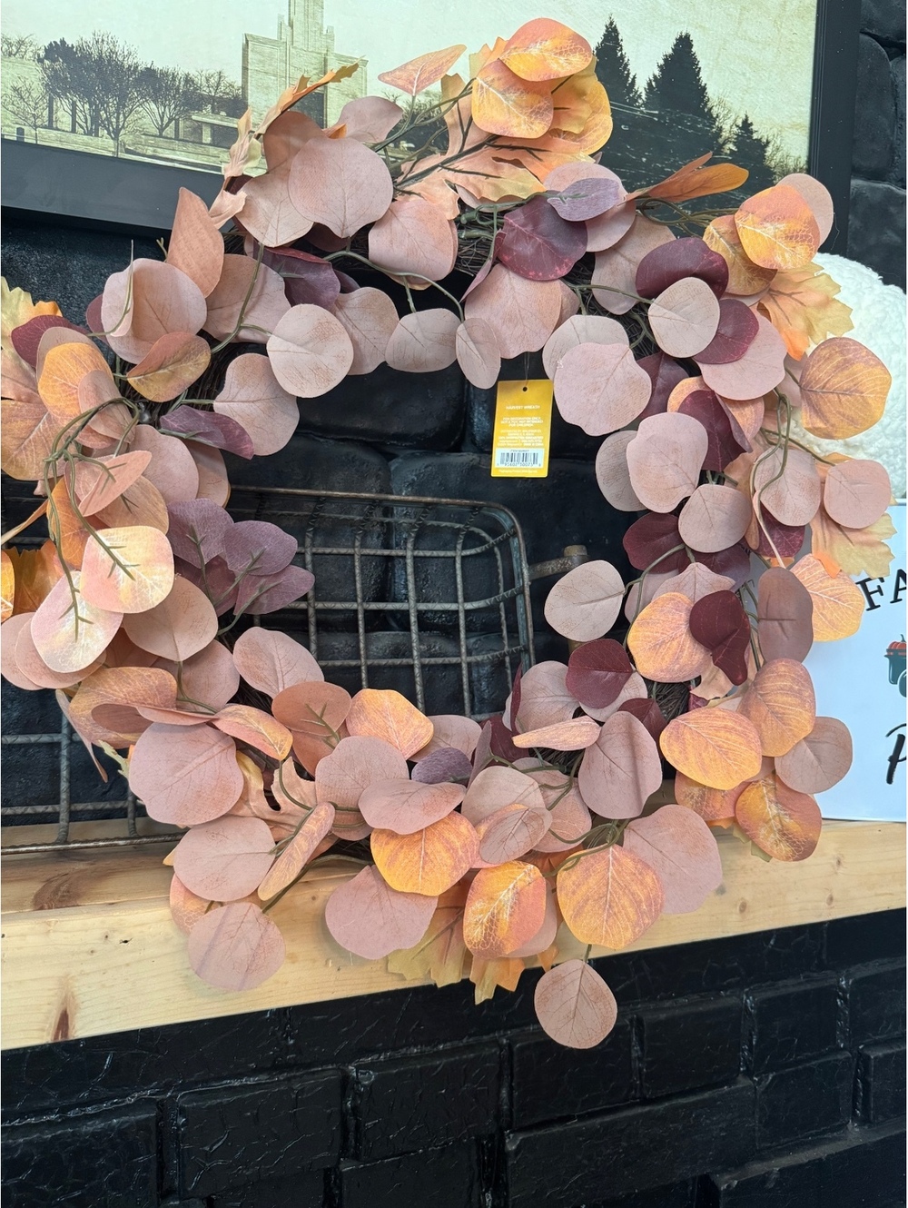 Fall Autumn Harvest Wreath Decorative Faux Leaf Garland